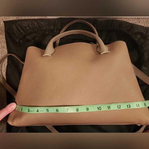 Iacucci Pebbled Italian Leather Tote Satchel Handbag in Stone Beige;New w/o Tags - Picture 9 of 16